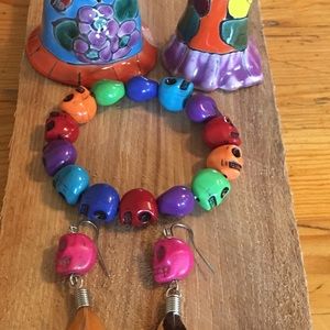 Day of the Dead Earrings Bracelet Figurines skulls